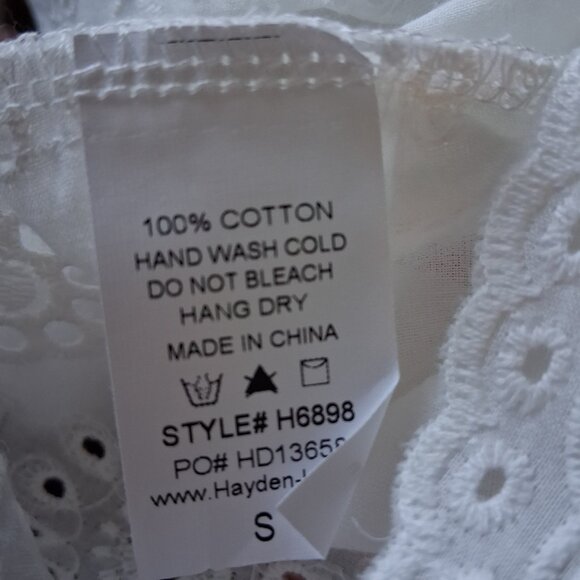 Hayden White Eyelet Ruffle Cotton Blouse Top SZ S NWOT B14 - Picture 8 of 9